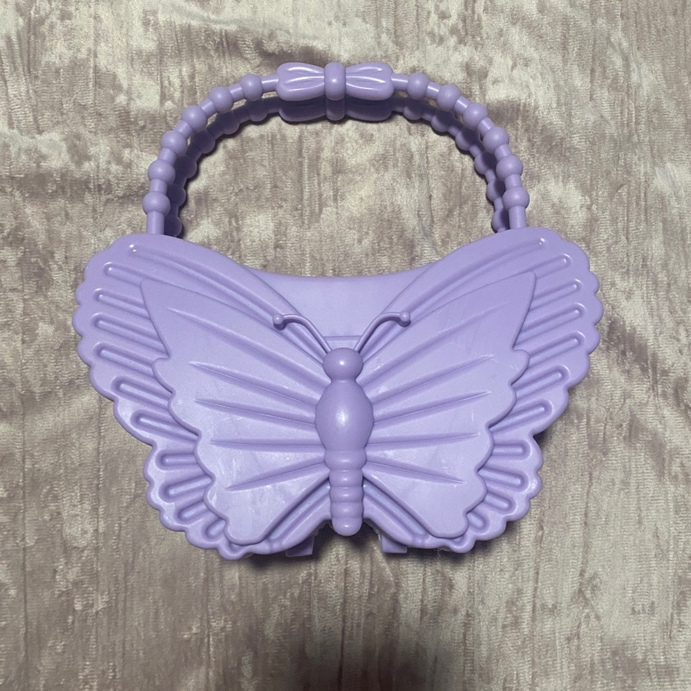 Purple butterfly hard plastic bag